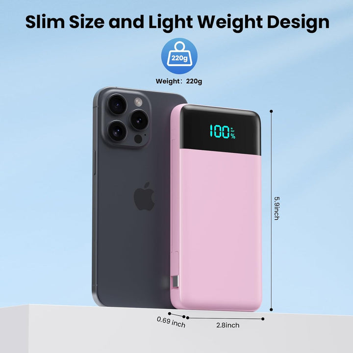 Cargador portátil para iPhone, banco de energía delgado de 13800 mA...