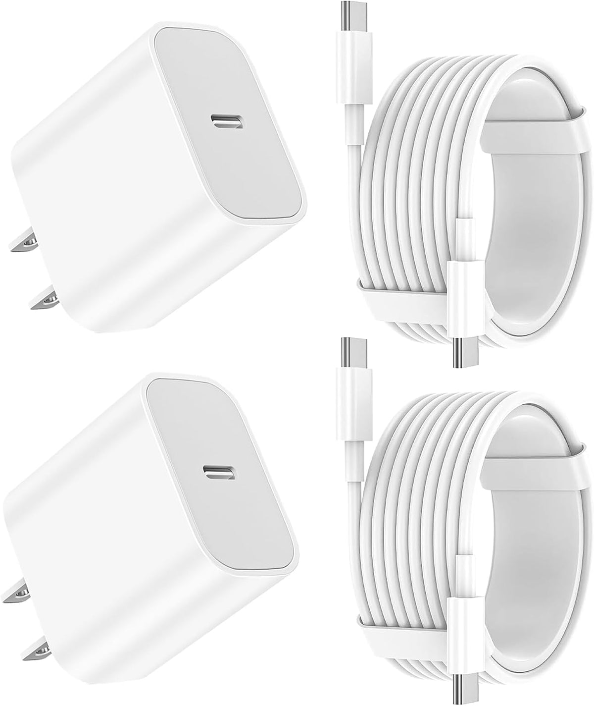 Paquete de 2 cargadores de pared USB C de 20 W con cable de carga rápida USB C a USB C de 10 pies de largo para Apple iPad Pro de 13/12.9/11 pulgadas, iPad A16/10ª generación, iPad Air 11/13 pulgadas