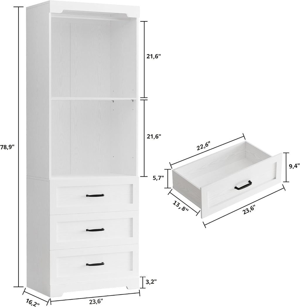 Sistema de Closet Independiente IRONCK con Repisas Ajustables y 3 Cajones