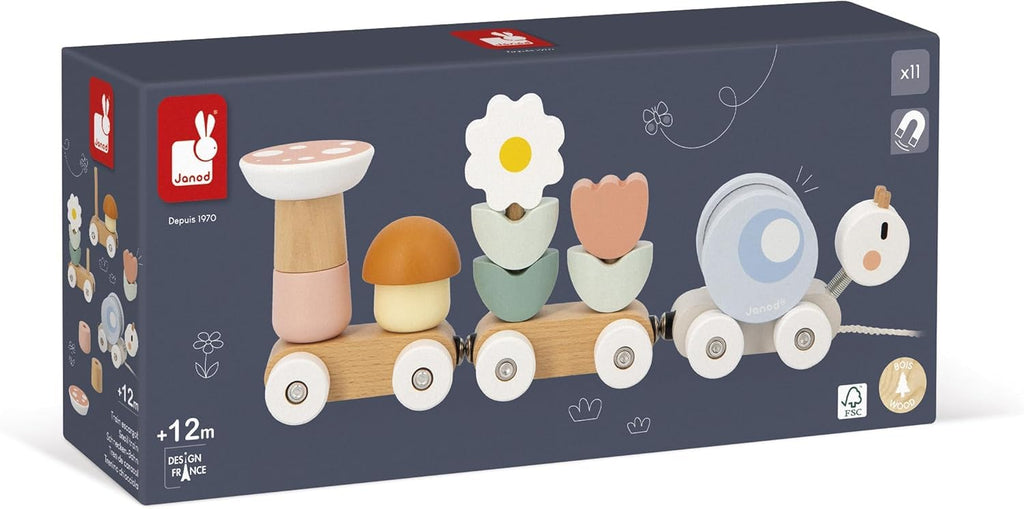 Janod - Juguete de tren de caracol - Multicolor - 10 piezas
