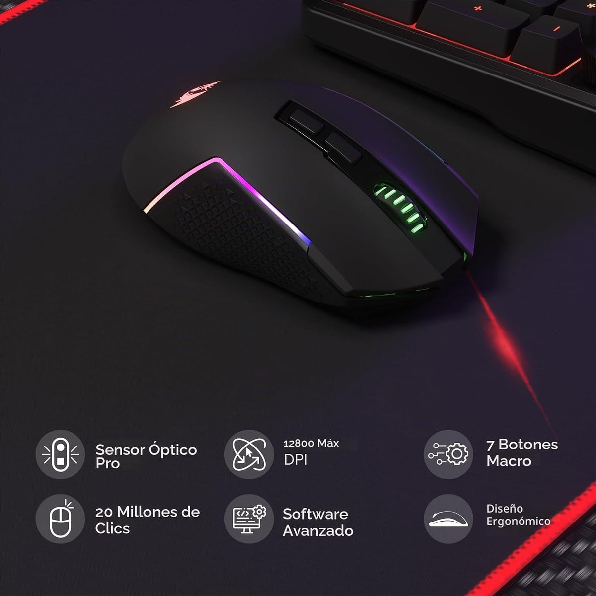 Redragon Combo de teclado de membrana inalámbrico K526 PRO y mouse...