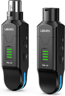 LEKATO Receptor transmisor XLR inalámbrico de 2.4 GHz para micrófon...