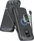 Cargador portátil Power Bank 10000mAh PD20W con cables incorporados, Negro