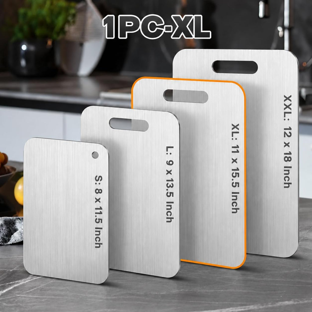 Katori Tablas de cortar de titanio para cocina, juego de tablas de cortar de titanio 100% puro, tabla de cortar de titanio de doble cara no tóxica, tablas de cortar de metal aptas para lavavajillas