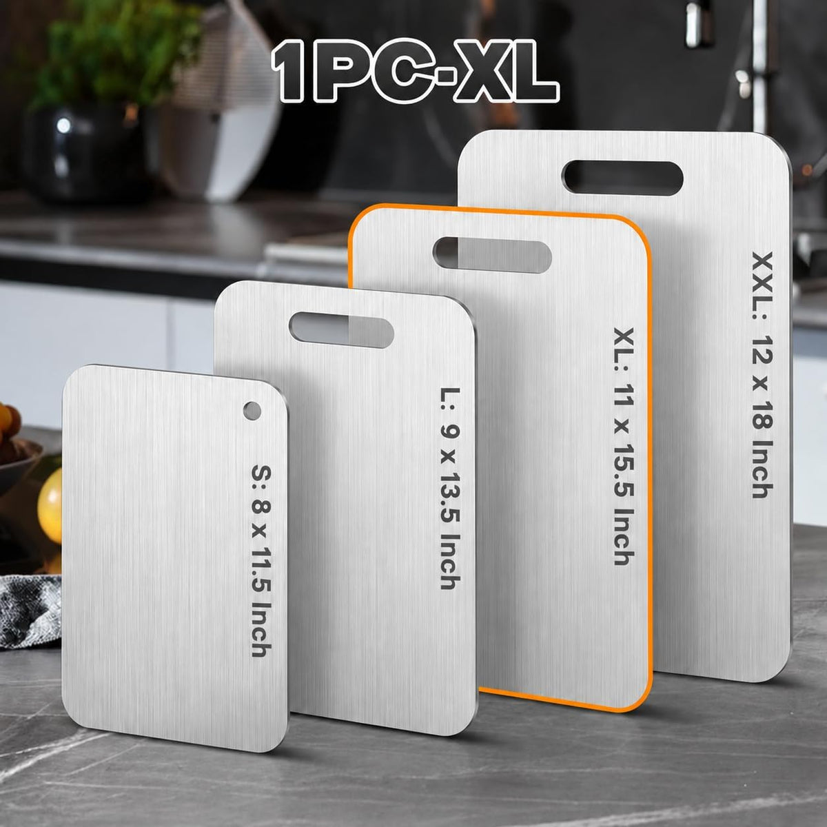 Katori Tablas de cortar de titanio para cocina, juego de tablas de cortar de titanio 100% puro, tabla de cortar de titanio de doble cara no tóxica, tablas de cortar de metal aptas para lavavajillas
