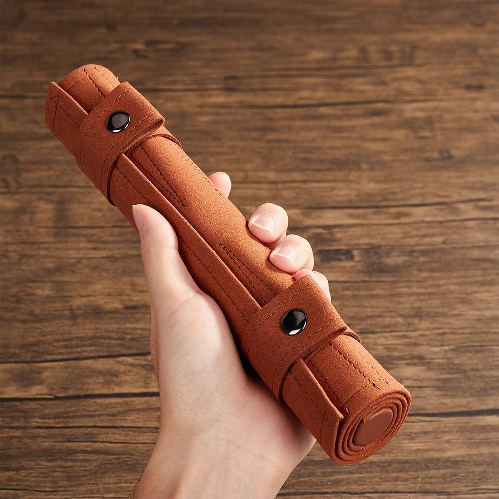 Travel Backgammon - Juego de mesa de cuero enrollable (marrón oscuro)