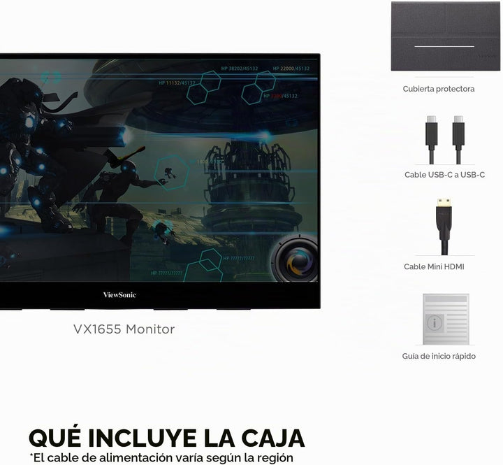 ViewSonic VX1655 Monitor LED IPS portátil de 15.6 pulgadas 1080p FH...