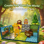 LATI Zoo World - Azulejos magnéticos para niños con jirafa, león y oso