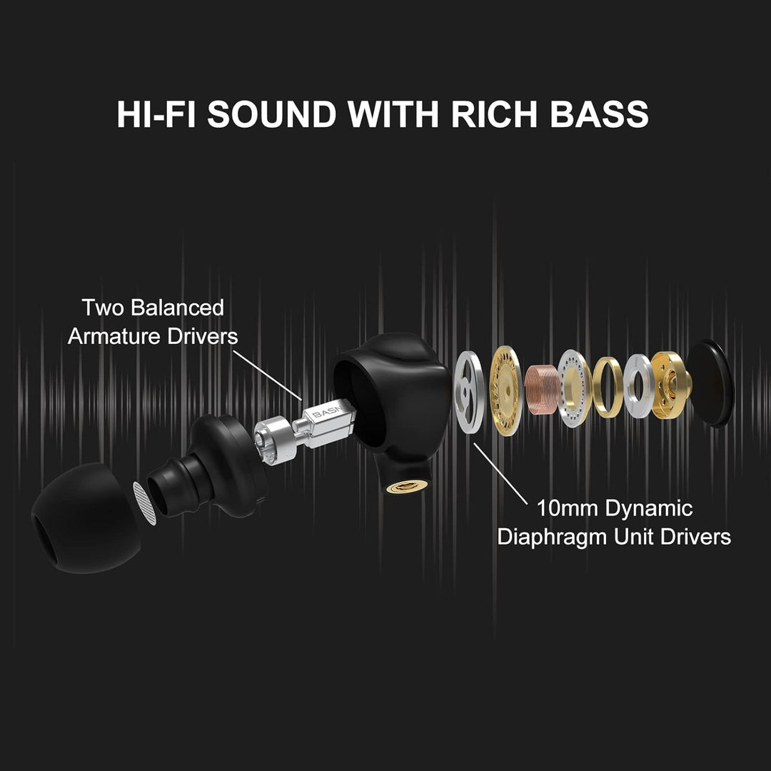 BASN Auriculares intraurales de metal con monitores para músicos, I...