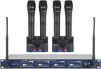 VOCOPRO UHF580510 Sistema de micrófono inalámbrico UHF recargable profesional de 4 canales