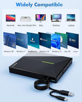ORIGBELIE Unidad externa de CD\/DVD para portátil, 4 puertos USB y...