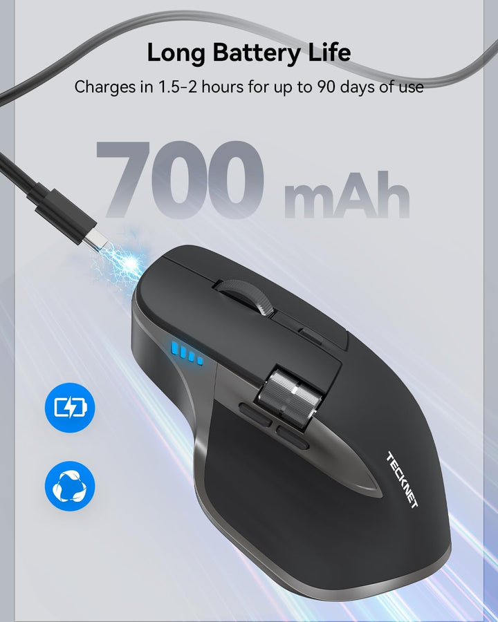 TECKNET Ratón inalámbrico, ratón Bluetooth (BT5.3\/5.0 y 2.4G) Rató...