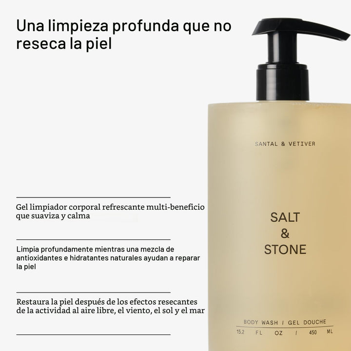 Salt &amp; Stone Gel de baño con antioxidantes para una humedad pro...