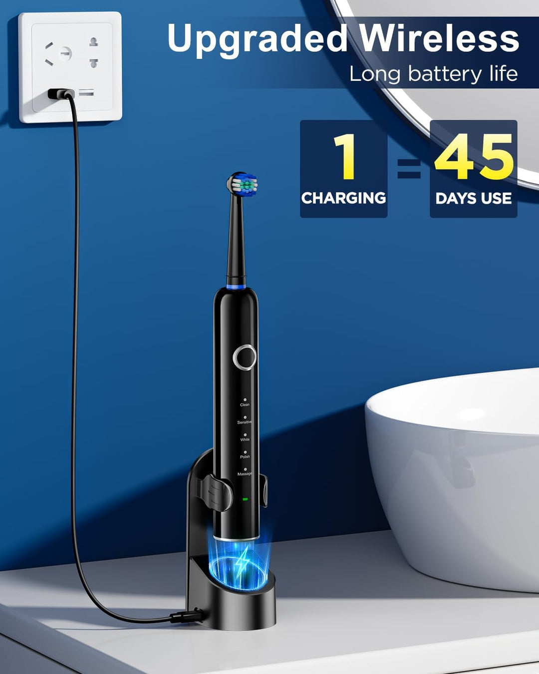 MCUDKIK Cepillo de dientes eléctrico giratorio para adultos, 8 cabe...