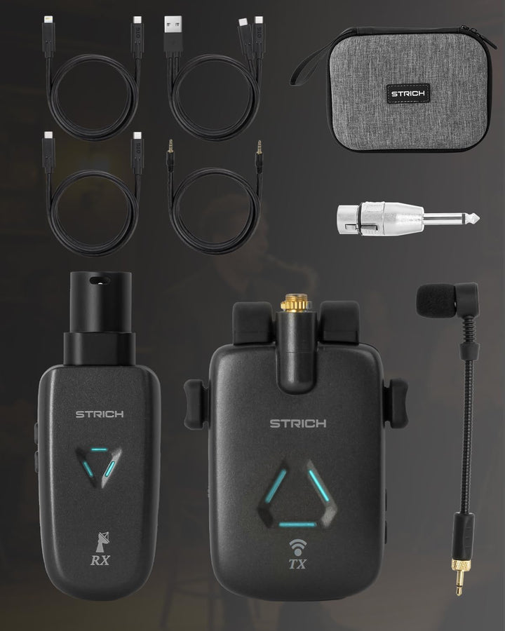 STRICH UHF - Sistema de micrófono inalámbrico recargable con transm...