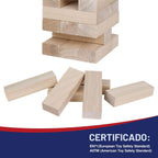 Juego de torre gigante de caída, torre grande que se apila a más de 3.2 pies, 60 piezas de bloques gigantes de madera para juegos de patio al aire libre con estuche de transporte apilable, juego de noche, juguete de regalo para niños, adultos y familia