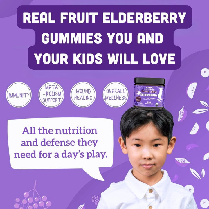 Gomitas de saúco de Sambucus de frutas enteras para niños, sin azúc...