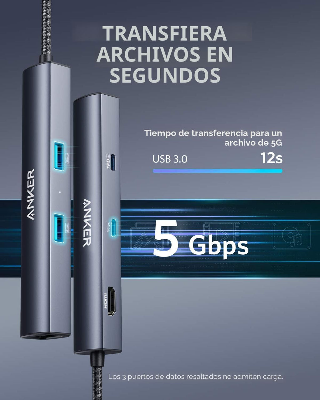 Anker, A8365, hub USB de 3 puertos