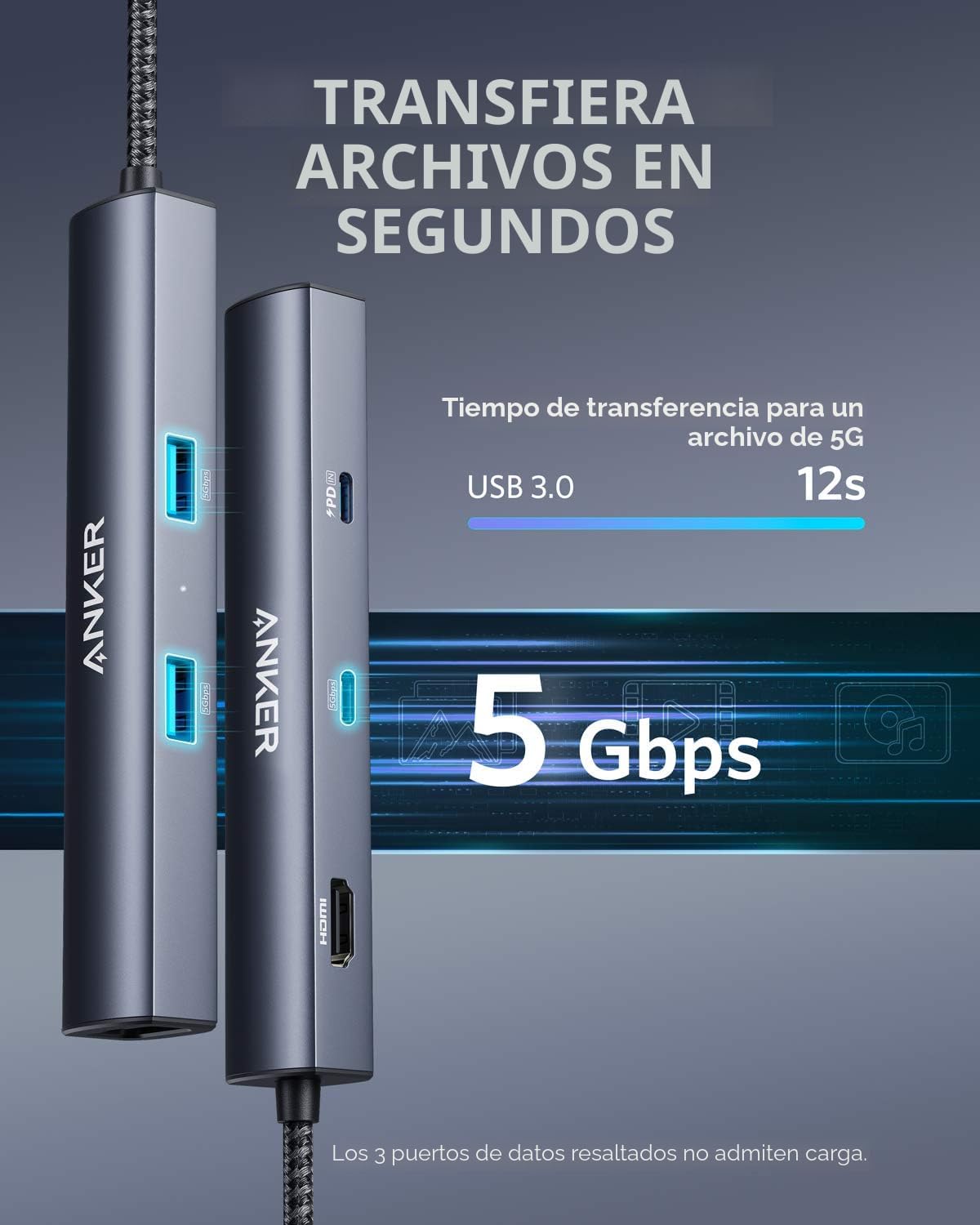 Anker, A8365, hub USB de 3 puertos