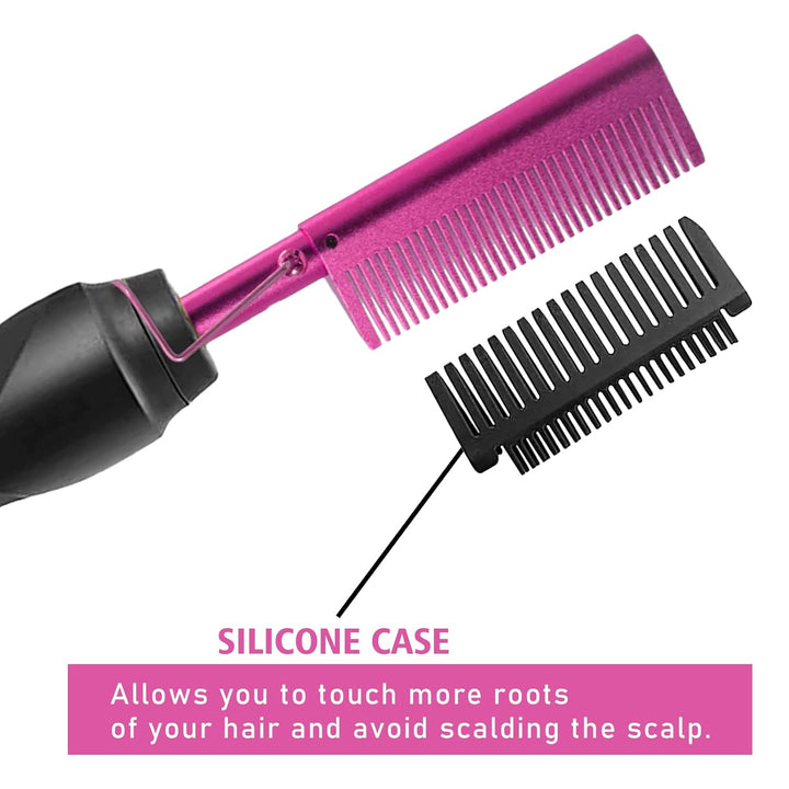 Goiple Peine caliente eléctrico alisador de pelo rosa, peine alisad...