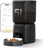 Alimentador automático para gatos, dispensador automático de alimentos para gatos 5G WiFi con bolsa desecante, alimentador para mascotas con temporizador de 5 litros con servicio de aplicación gratuito, porciones ajustables de hasta 1/12 taza, hasta 10