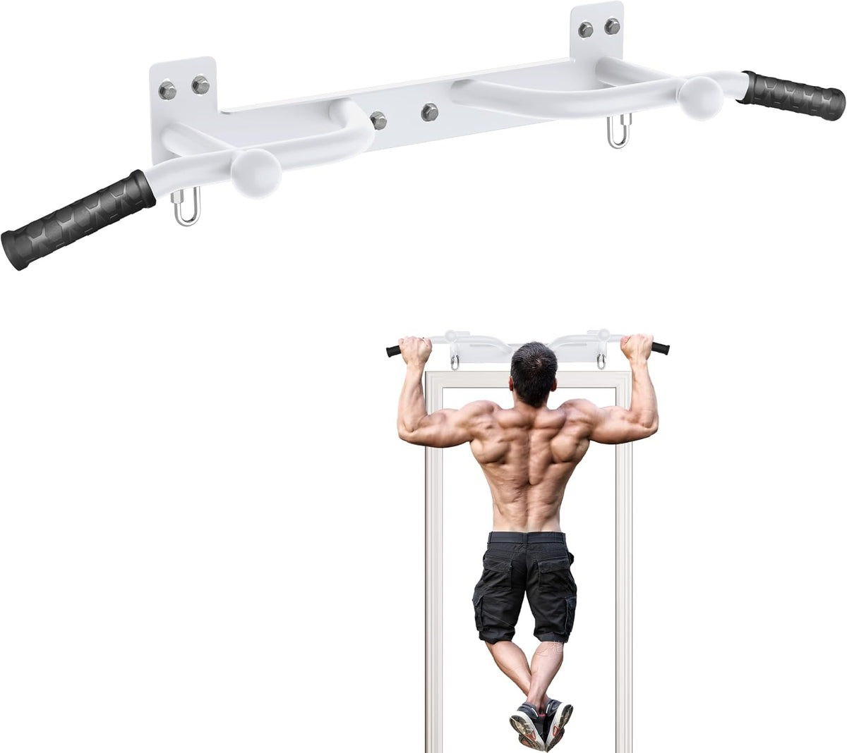 Barra de Dominadas de Pared - Barra de Dominadas de Alta Resistencia para Colgar, Barra de Tiro para Garaje, Montaje en Mared - Barra de Fitness Multifuncional, Soporta hasta 600 Lbs