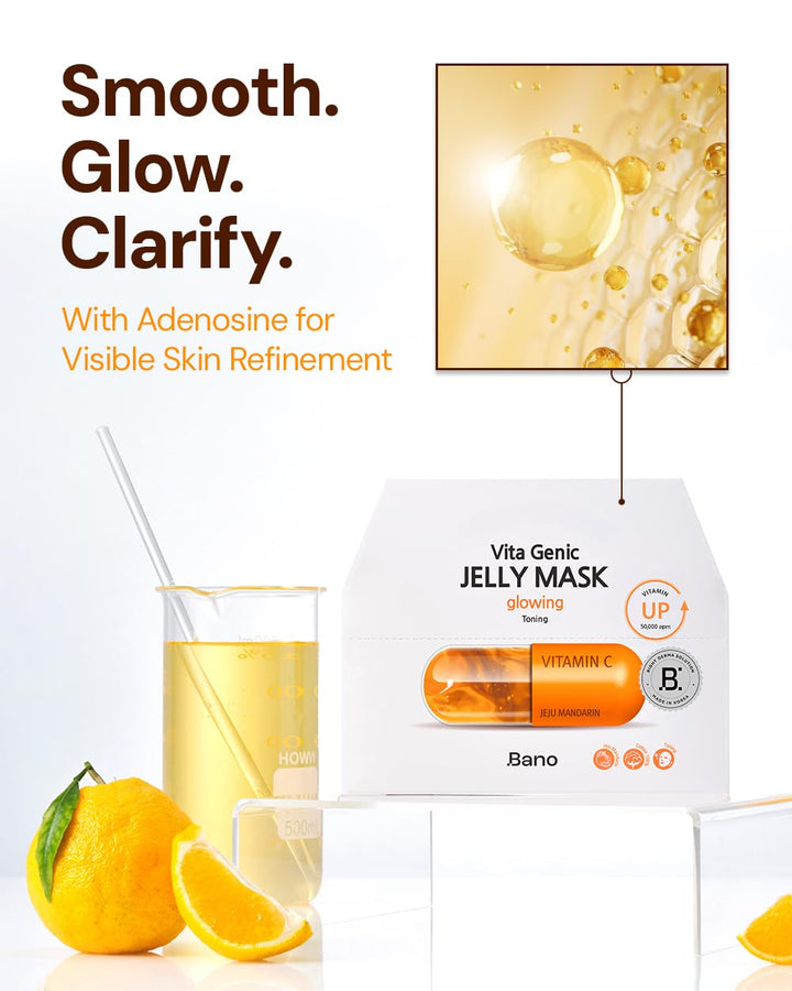 Bano Vita Genic Jelly Face Glowing Mask 10EA - Mascarilla hidratant...