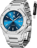 OLEVS Reloj para hombre Big Face Acero inoxidable Impermeable Luminoso Diamante