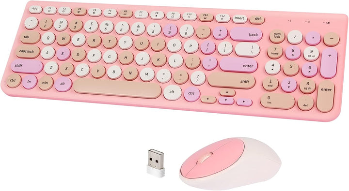 Combo de teclado y mouse inalámbricos, teclado retro de máquina de...