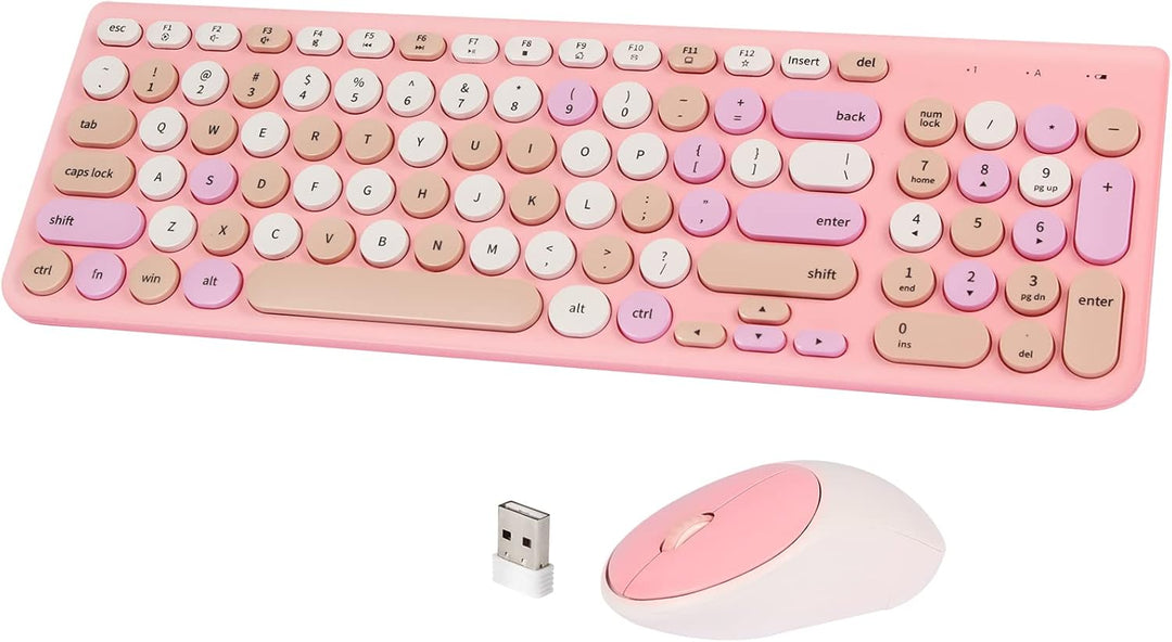 Combo de teclado y mouse inalámbricos, teclado retro de máquina de...