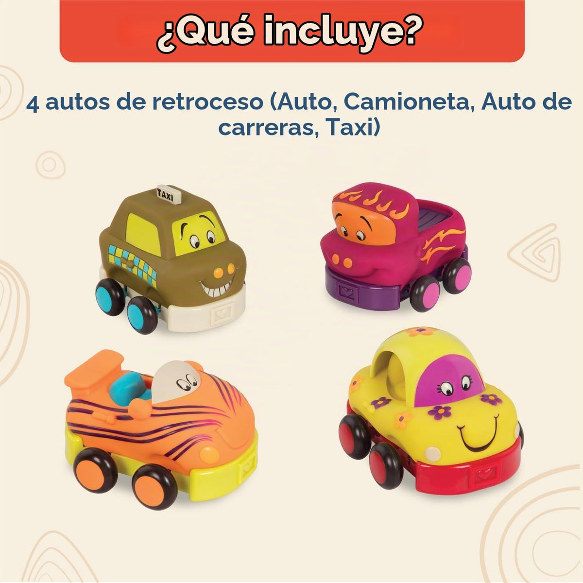 B. toys Wheeee-Ls! - Coches de tracción con 4 sonidos, interactivos