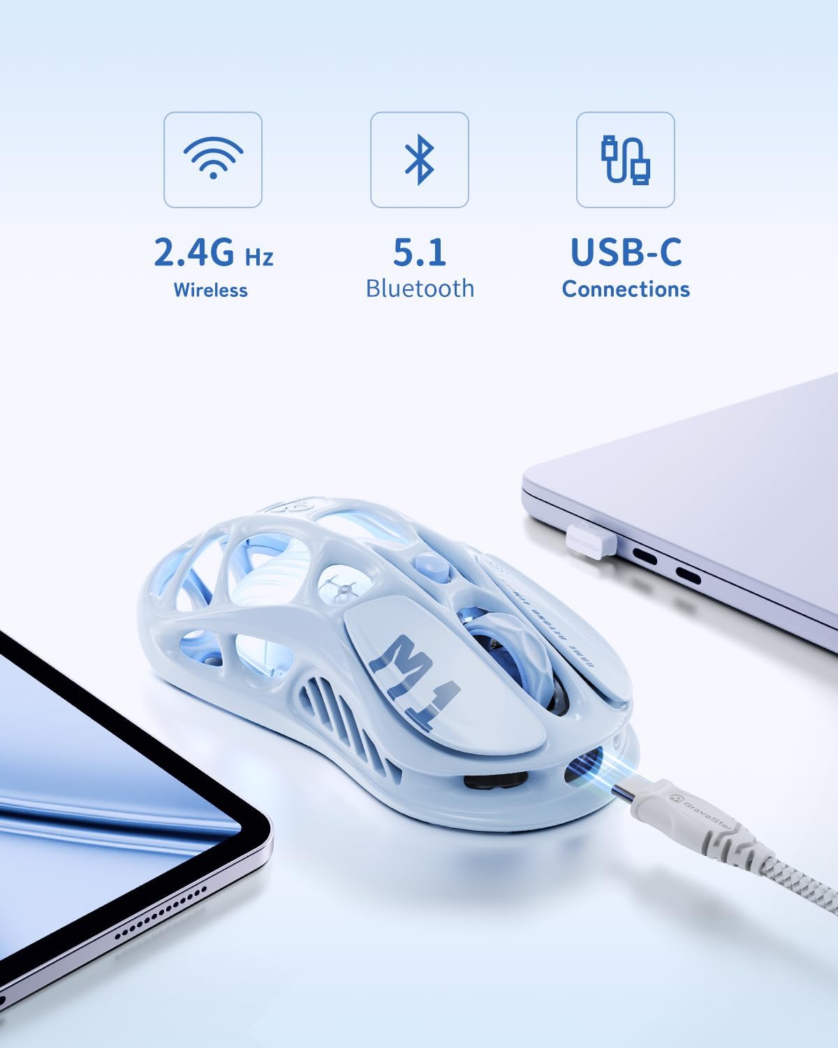 GravaStar Mercury M1 Pro Gaming Mouse, aleación ligera de magnesio...