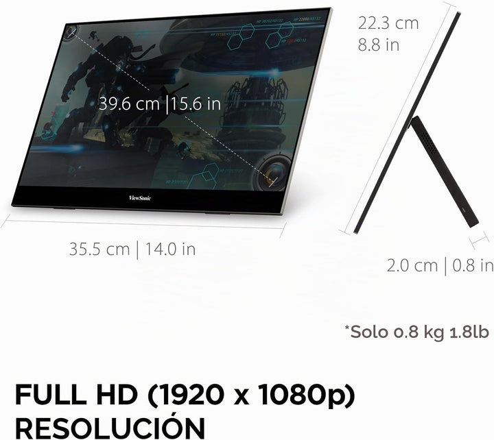 ViewSonic VX1655 Monitor LED IPS portátil de 15.6 pulgadas 1080p FH...