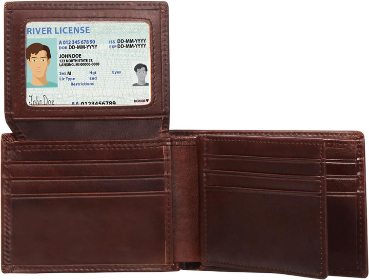 Billetera de cuero plegable para hombre, de gran capacidad, bloqueo...