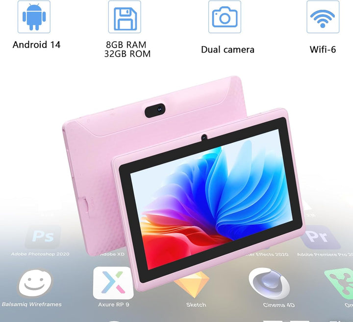 ZZB Tablet Android 14 de 7 pulgadas, 8 GB de RAM (4 GB expandibles)...