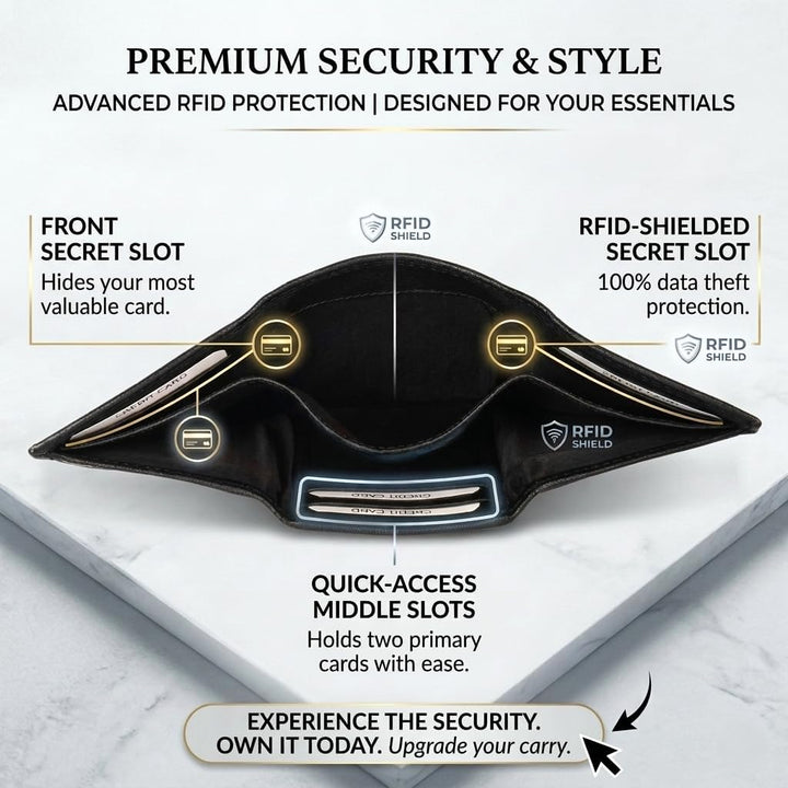 Cartera trifold de cuero ASAD para todos los días con ventana para...