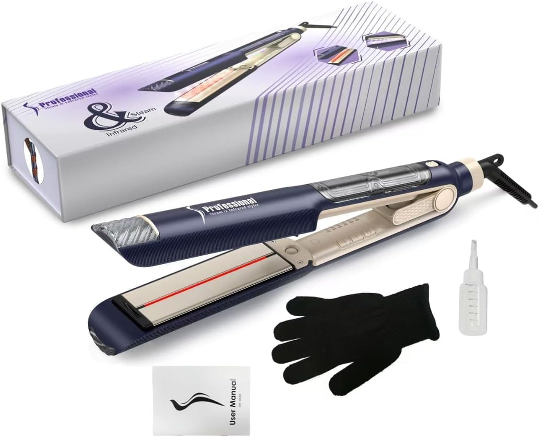 Plancha de pelo profesional a vapor, placa flotante de 1.54 pulgada...