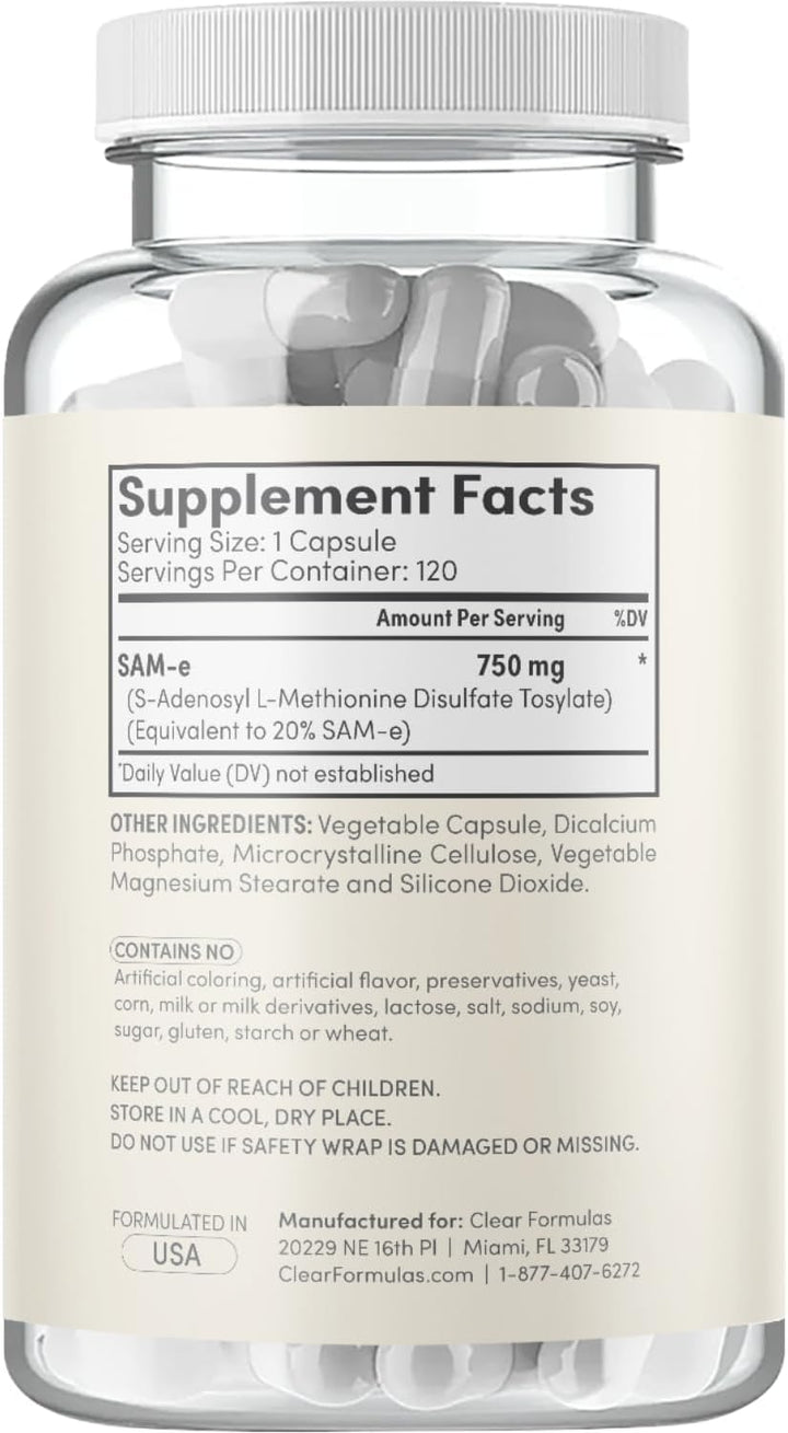 Bioactive SAM-e 750mg - Suplemento SAM-e de alta resistencia con fo...