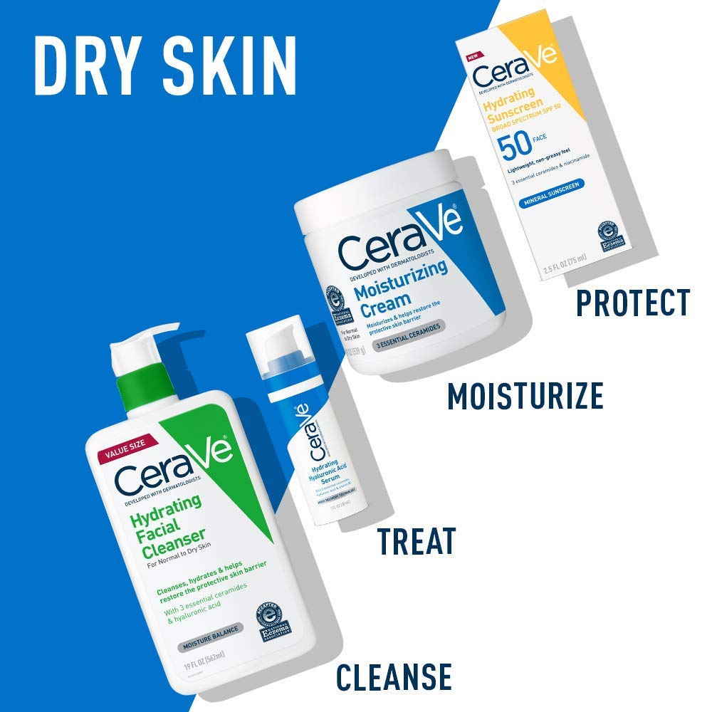 CeraVe Crema Hidratante y Limpiador Facial Hidratante, Combo de Pru...
