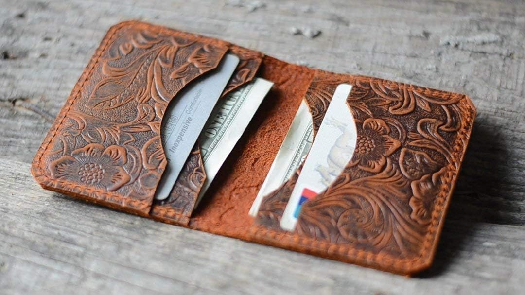 JJNUSA Cartera de cuero minimalista hecha a mano para hombres envej...