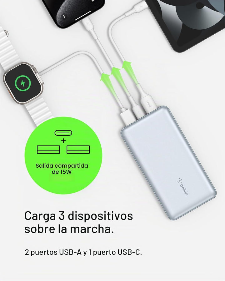 Cargador portátil Belkin, banco de energía USB C de 10,000 mAh con...
