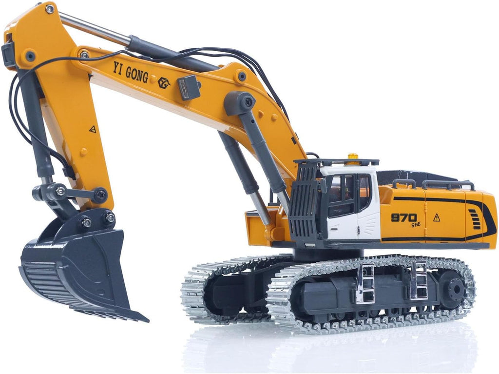 TOUCAN RC Hobby Excavadora RC para adultos 1/50 K970 pistas de cubo de metal versión mejorada Control remoto Construcción Vehículo Luz Sonido RTR batería recargable Estuche de regalo