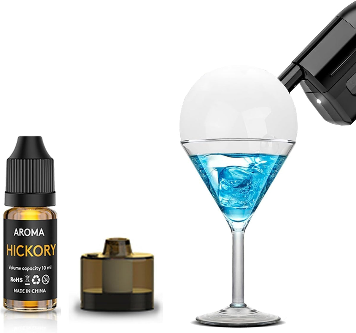 Kit de Accesorios de Sabor Culinario para Pistola de Humo - Añade Sabor a Bebidas de Cóctel y Alimentos Ahumados - 4x10ml de Aceites de Aroma de Nogal y 4 Envases (SaborNogal)