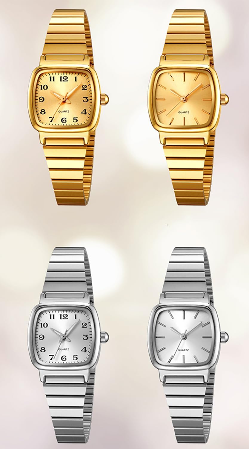 BESTKANG Relojes de cuarzo para mujer, relojes de pulsera ultrafinos con esfera pequeña, correa de acero inoxidable, fácil de leer, reloj cuadrado para mujer