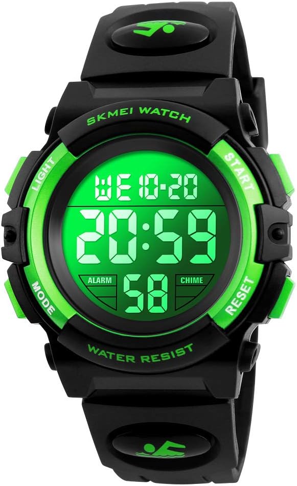 Reloj digital para niños, deportes al aire libre, 164 ft, impermeable, reloj despertador, cronómetro de 12/24 H, cronómetro, calendario para edades de 3 a 15 años, reloj de pulsera para niños