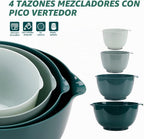 Juego de 4 cuencos de plástico para mezclar, sin BPA