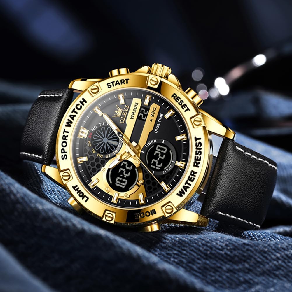 OLEVS Relojes para Hombre Moda Fecha Regalo Cronógrafo Reloj para Hombre Gran Negocio Digital Calendario Resistente al Agua Reloj de Muñeca para Hombre