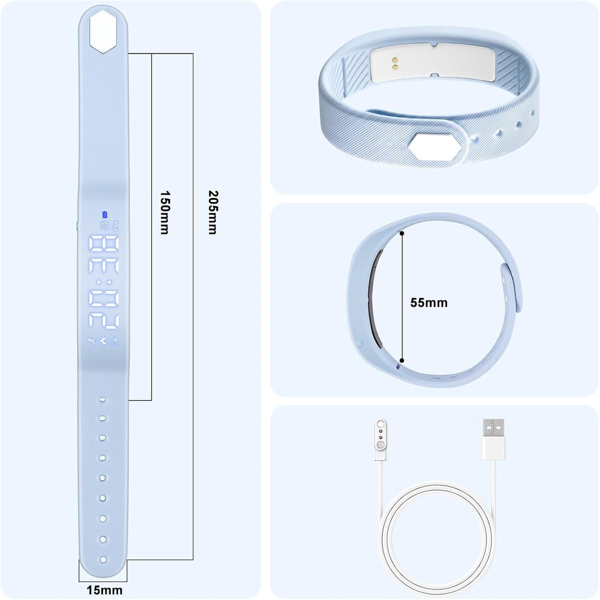 Reloj de seguimiento de actividad física para niños con podómetro, no requiere aplicación, reloj digital deportivo al aire libre para niños y niñas de 5 a 13 años con alarma de vibración