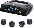 Tymate Sistema de monitoreo de presión de neumáticos TM2 RV, monitor de presión de neumáticos con carga solar, TPMS con 4 sensores (máximo 10) y 6 modos de alarma, nueva actualización con pantalla LCD