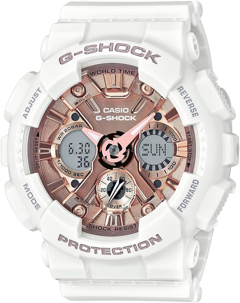 Casio GMS-S120MF-7A2CR G Shock Reloj de cuarzo blanco con pantalla analógica-digital para mujer